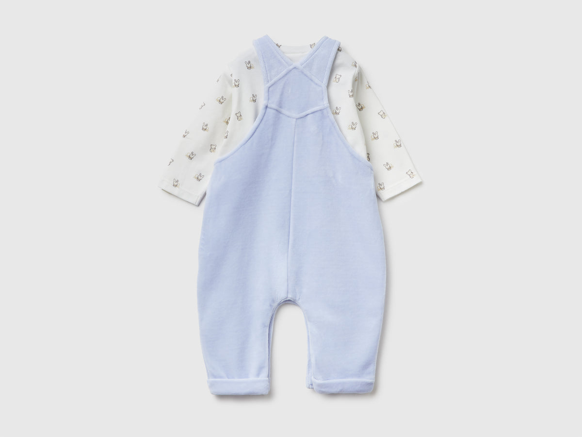 Set t-shirt e salopette in cotone