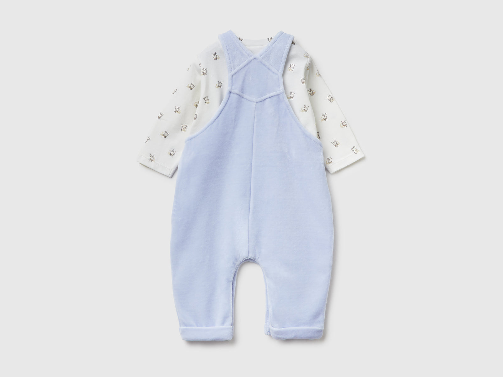 Set t-shirt e salopette in cotone da neonato celeste 2 | Benetton Outlet