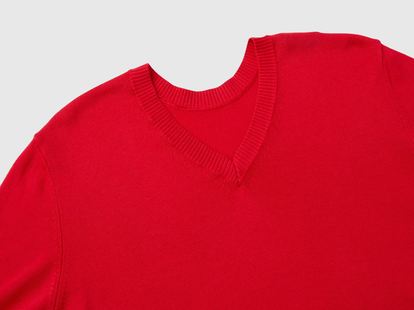 Maglia scollo a V in misto Modal da donna rosso 3 | Benetton Outlet