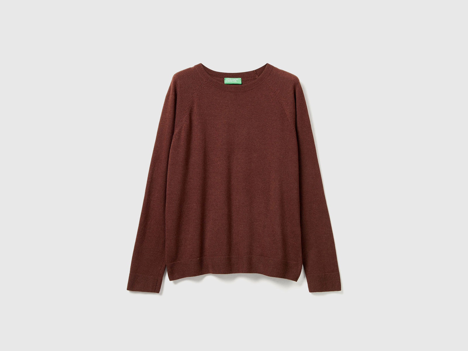 Maglia girocollo in misto lana e cashmere da donna marrone scuro | Benetton Outlet