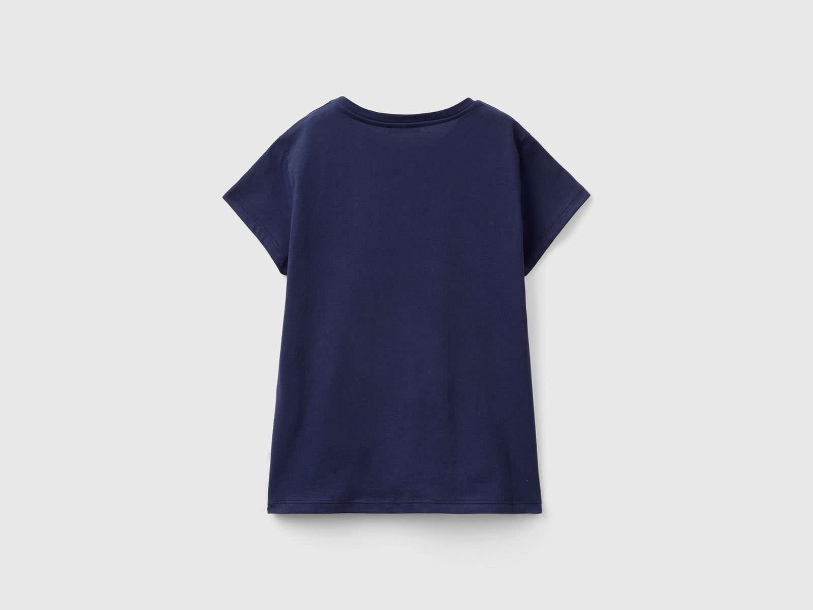 T-shirt con logo glitter in cotone bio da bambina blu scuro 2 | Benetton Outlet
