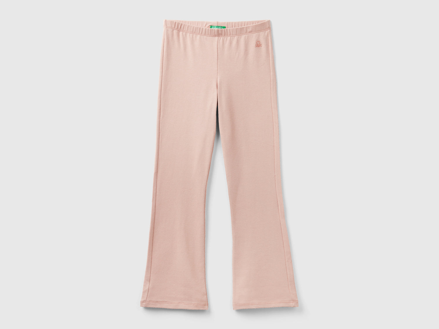 Leggings a zampa in cotone stretch da bambina rosa tenue | Benetton Outlet