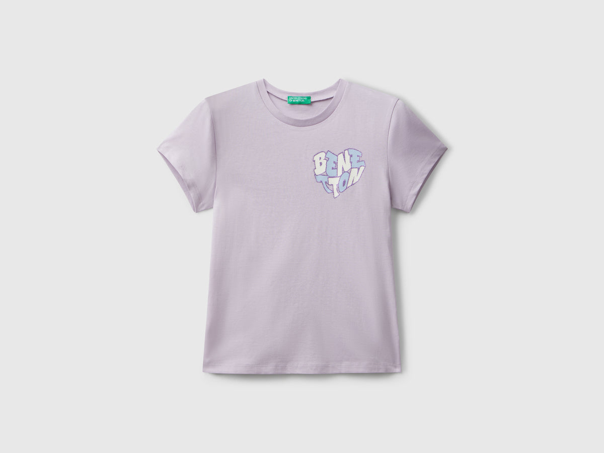 T-shirt con logo glitter