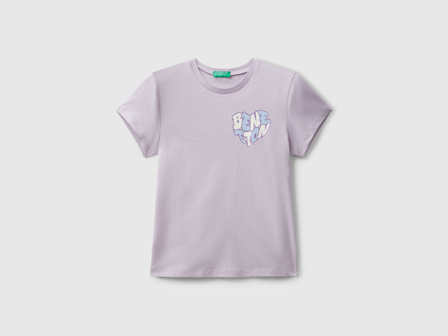 T-shirt con logo glitter da bambina lavanda | Benetton Outlet