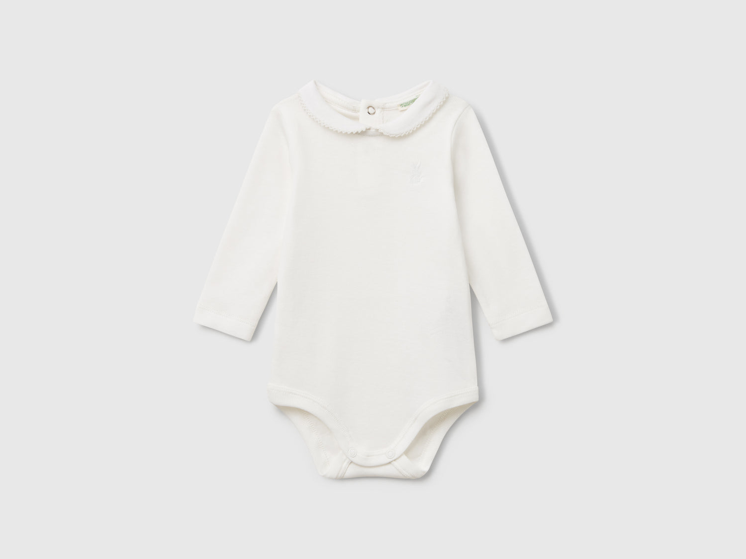 Body con colletto in cotone da neonato bianco panna | Benetton Outlet