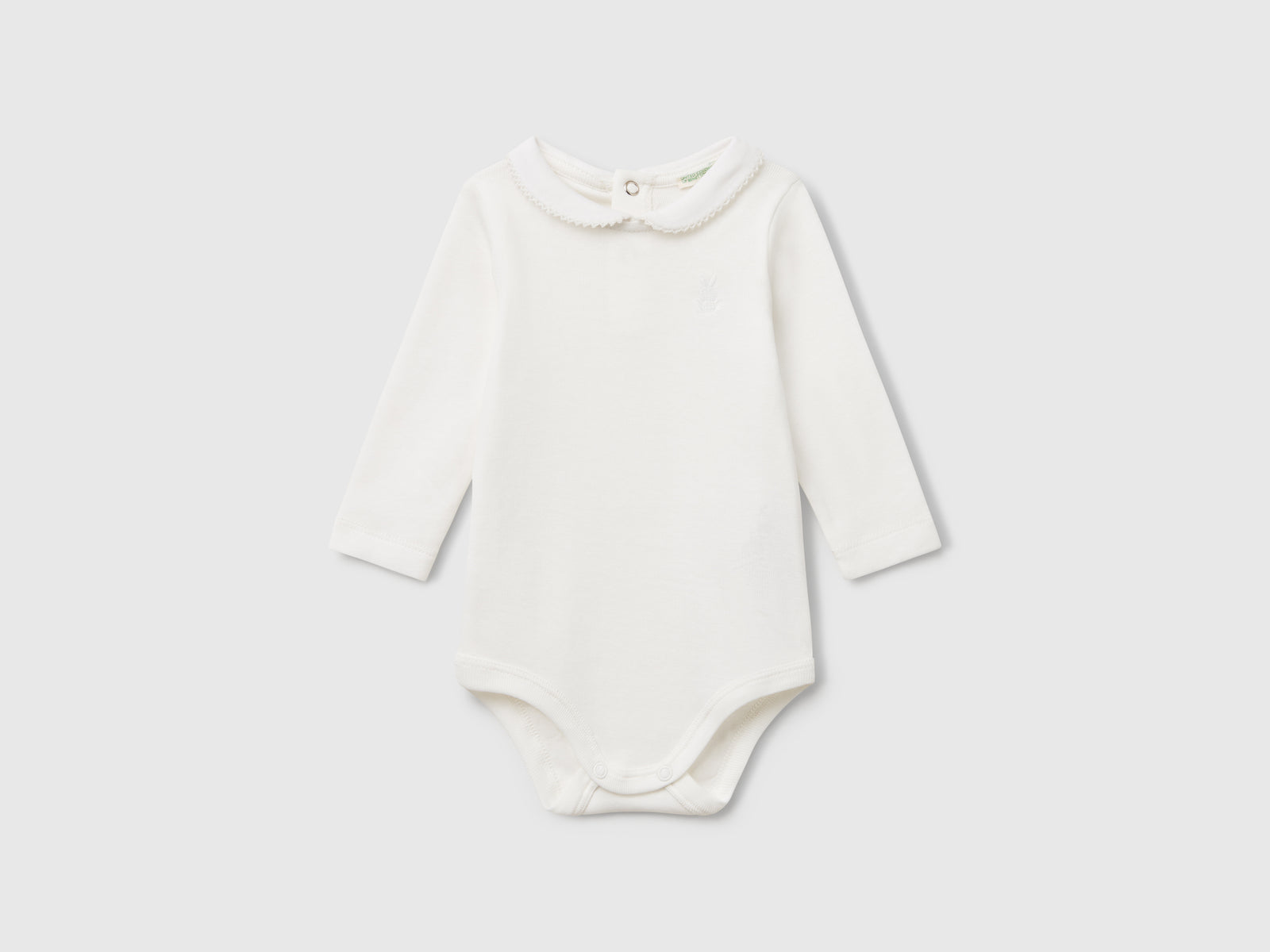 Body con colletto in cotone da neonato bianco panna | Benetton Outlet