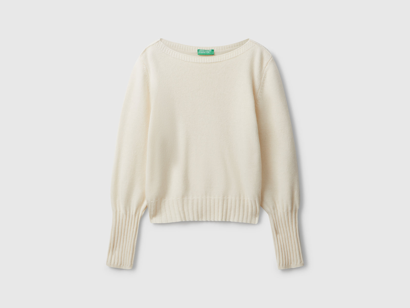 Maglioncino con scollo a barchetta da donna bianco panna | Benetton Outlet