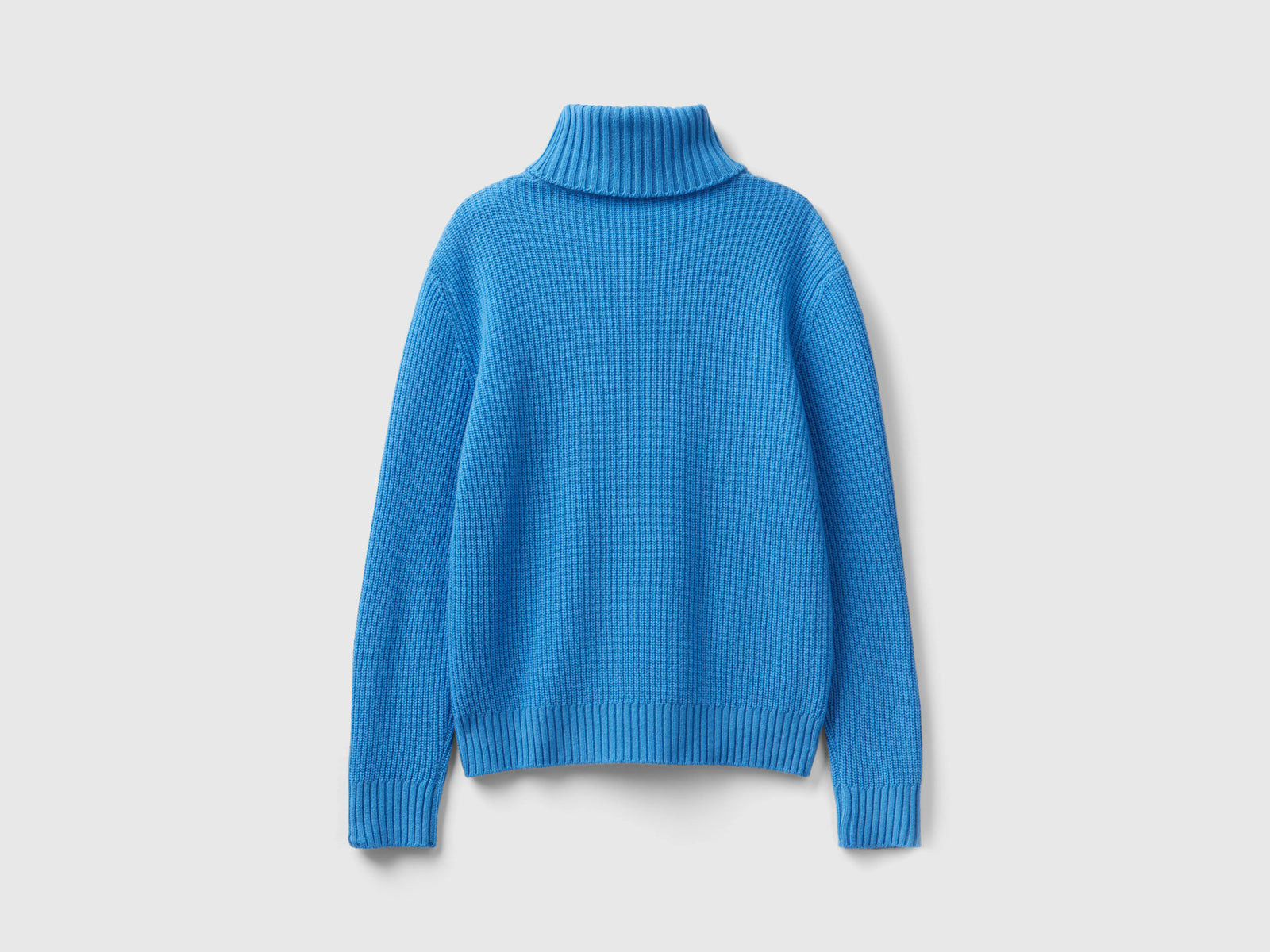 Maglione dolcevita lavorato da donna azzurro 2 | Benetton Outlet