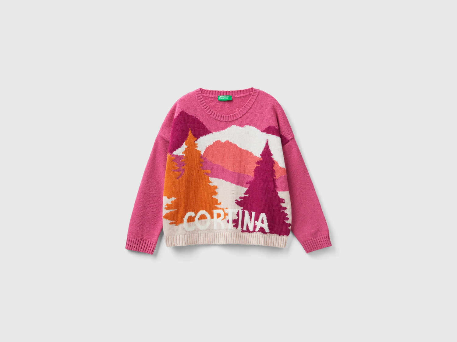 Maglia in misto lana da bambina rosa | Benetton Outlet