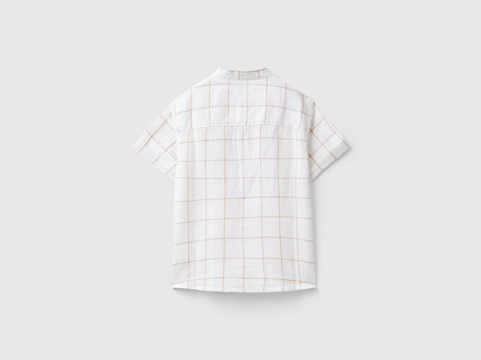 Camicia alla coreana a quadri da bimbo bianco panna 2 | Benetton Outlet