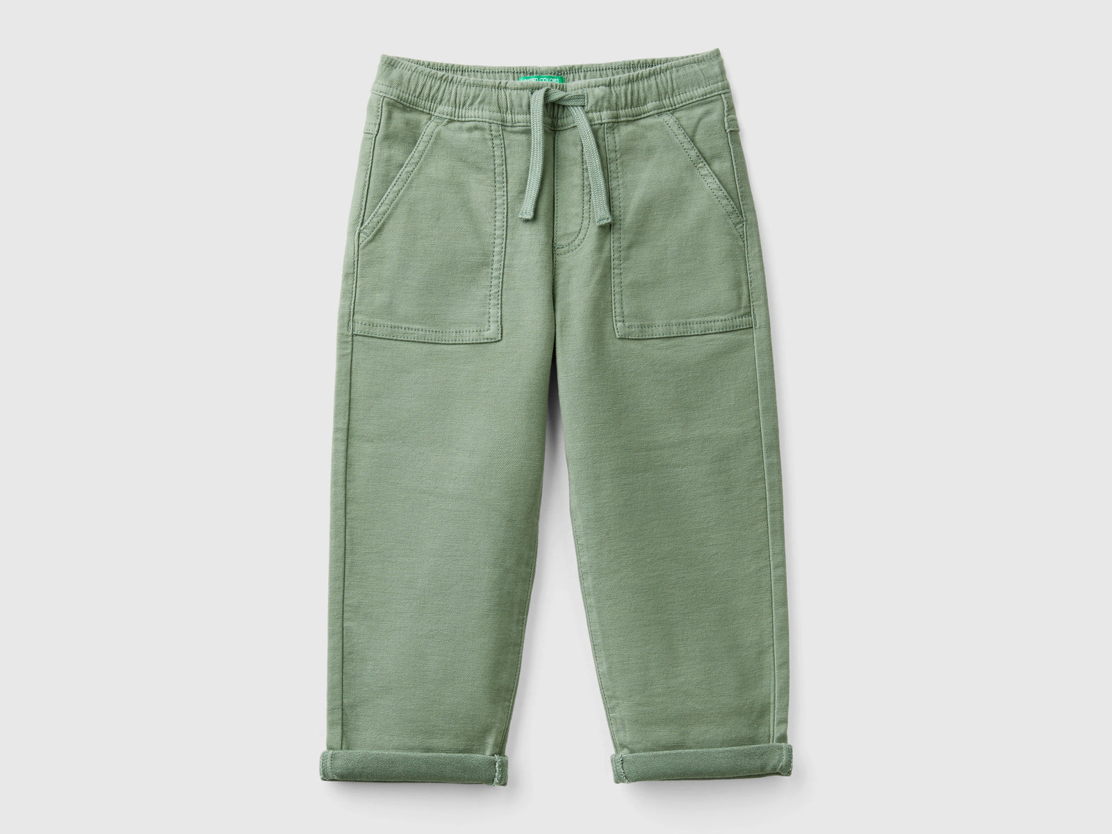 Joggers in misto cotone con coulisse da bimbo verde militare | Benetton Outlet