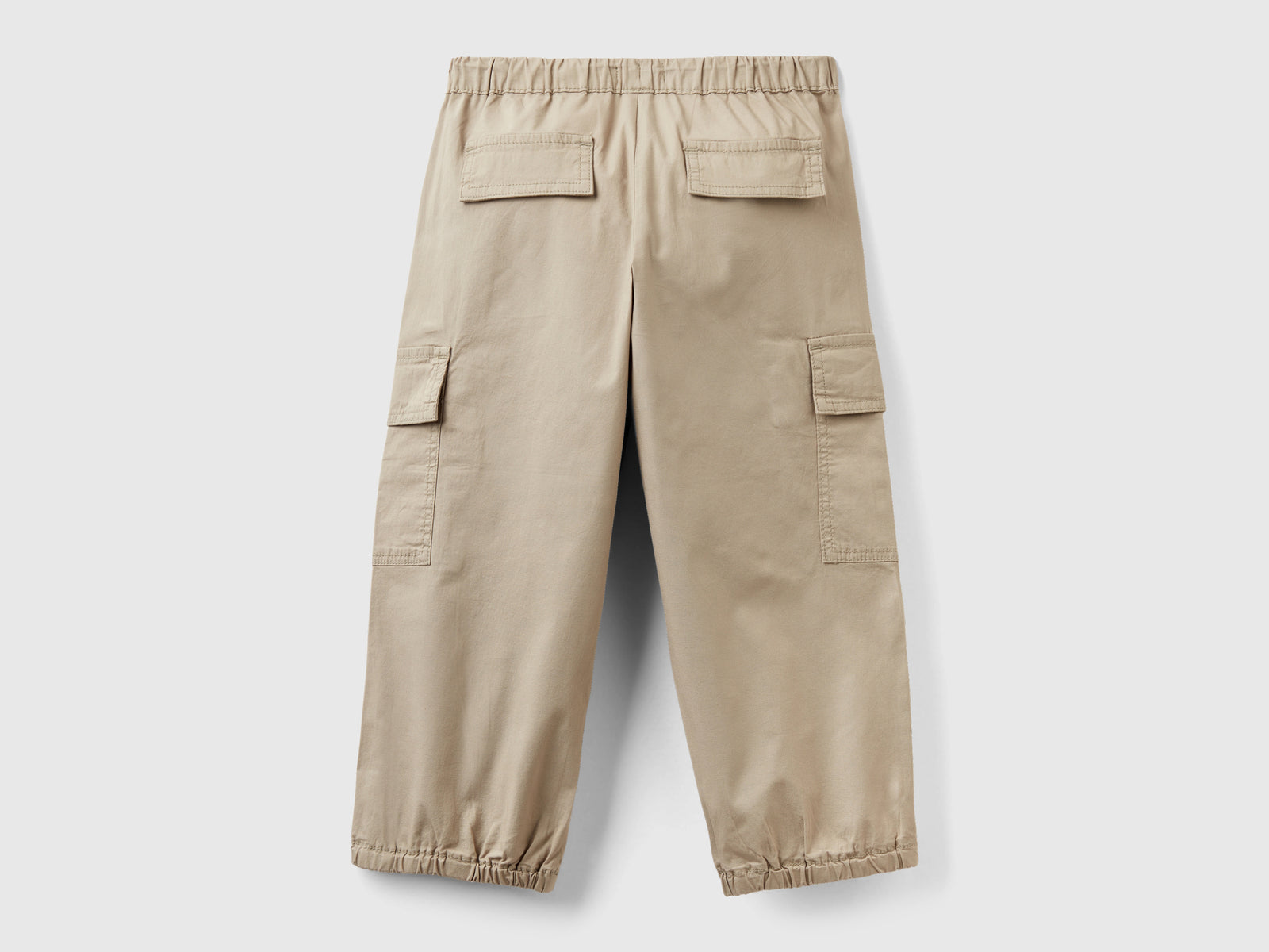 Pantaloni cargo in cotone stretch da bimba verde chiaro 2 | Benetton Outlet