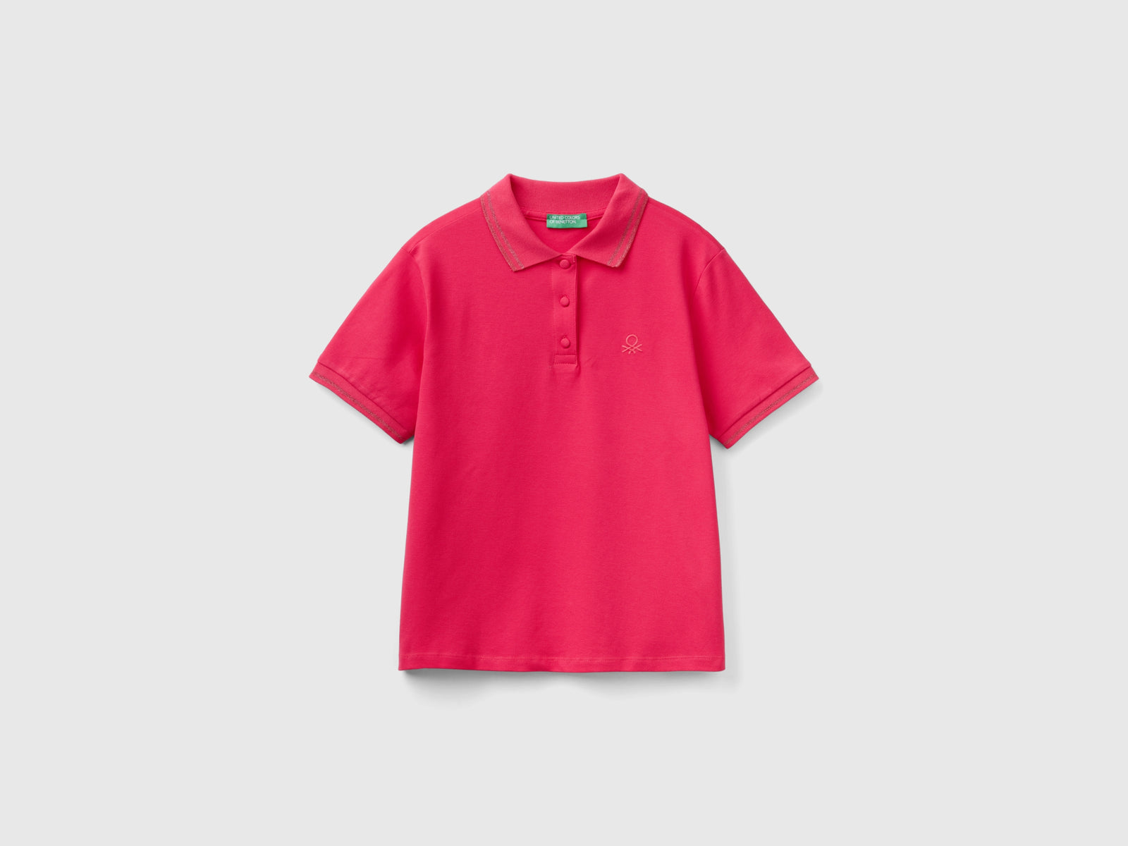 Polo in cotone bio stretch da donna fucsia | Benetton Outlet