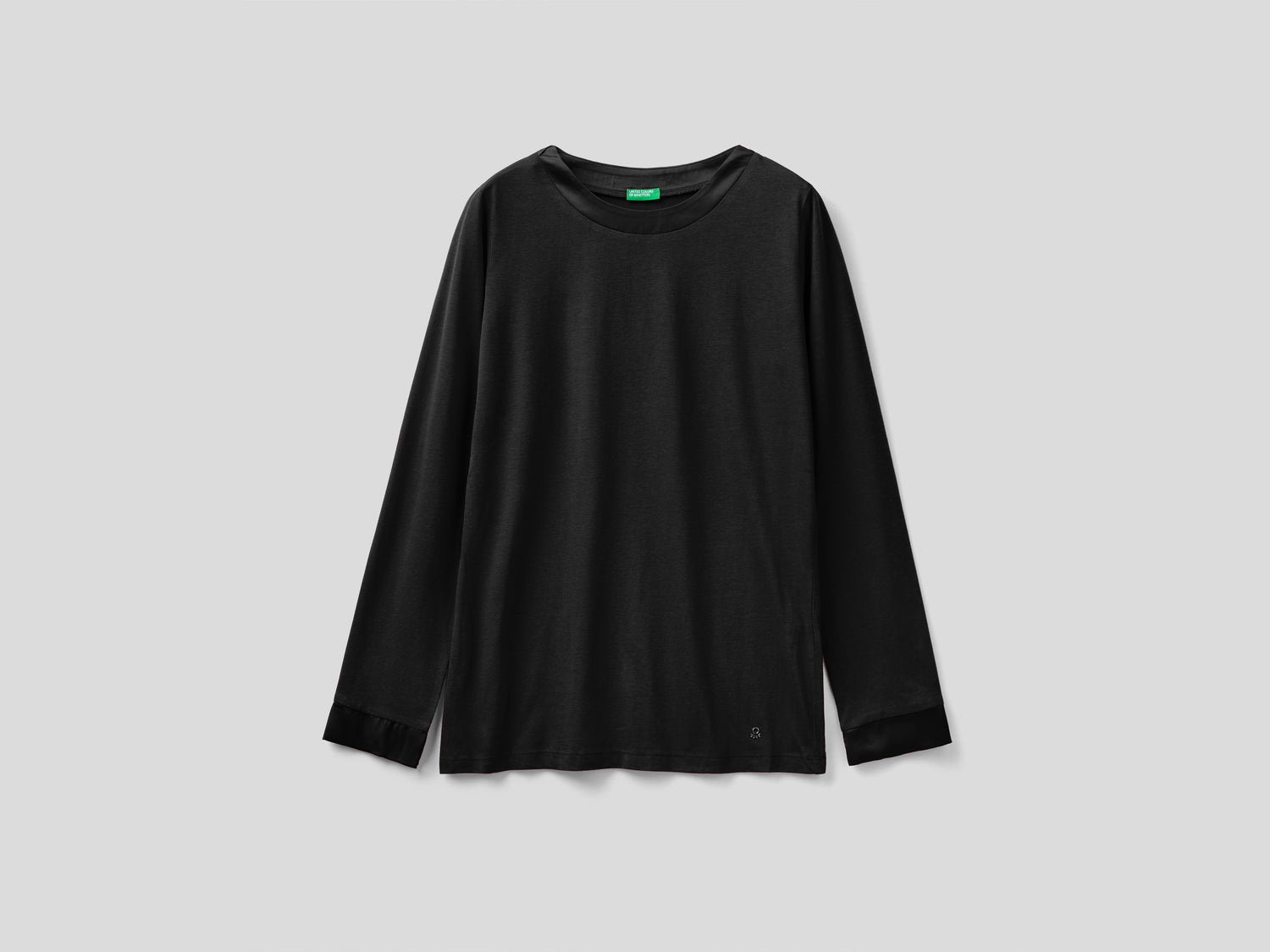 Maglia con inserti satin da donna nero | Benetton Outlet