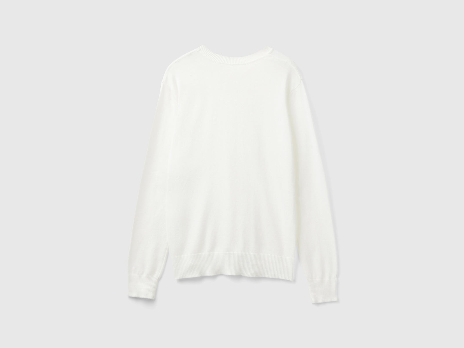 Maglia scollo a V in misto Modal da donna bianco panna 2 | Benetton Outlet