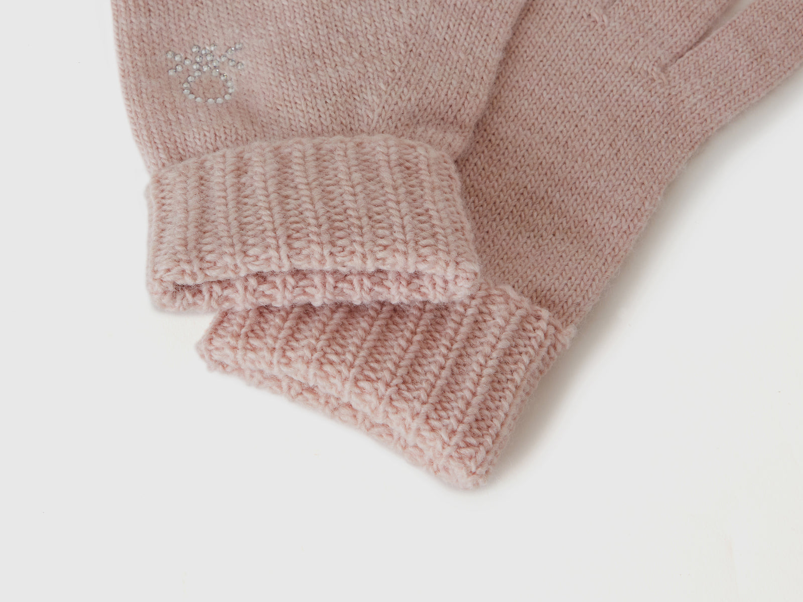 Guanti in maglia con logo da bambina rosa 3 | Benetton Outlet