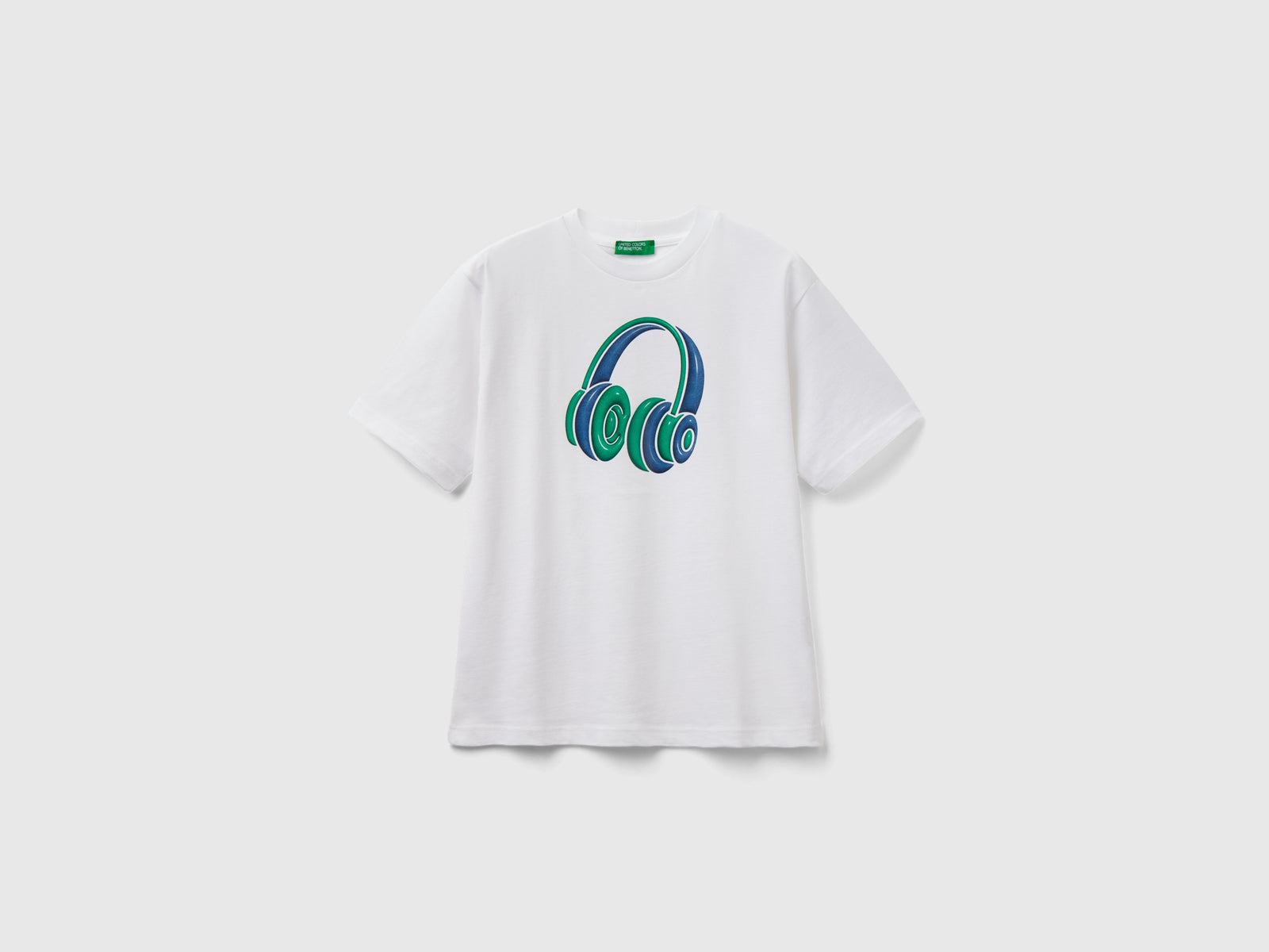 T-shirt girocollo in cotone bio da bambino bianco | Benetton Outlet