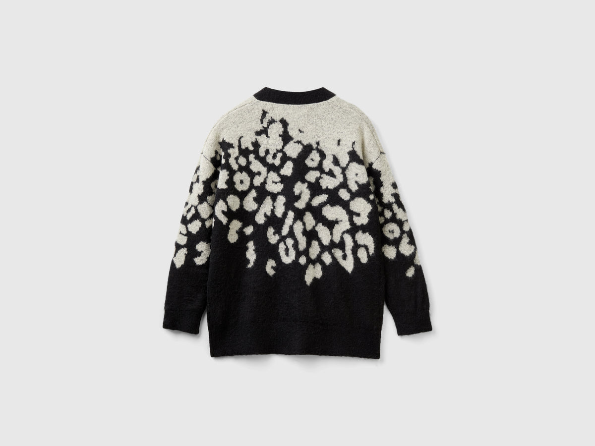 Cardigan animalier in misto mohair