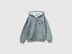 Felpa con zip e paillettes