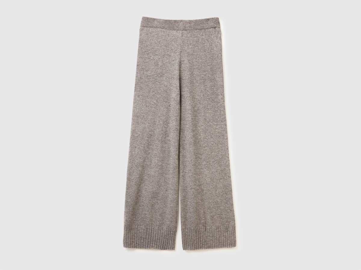 Pantaloni ampi in misto lana e cashmere