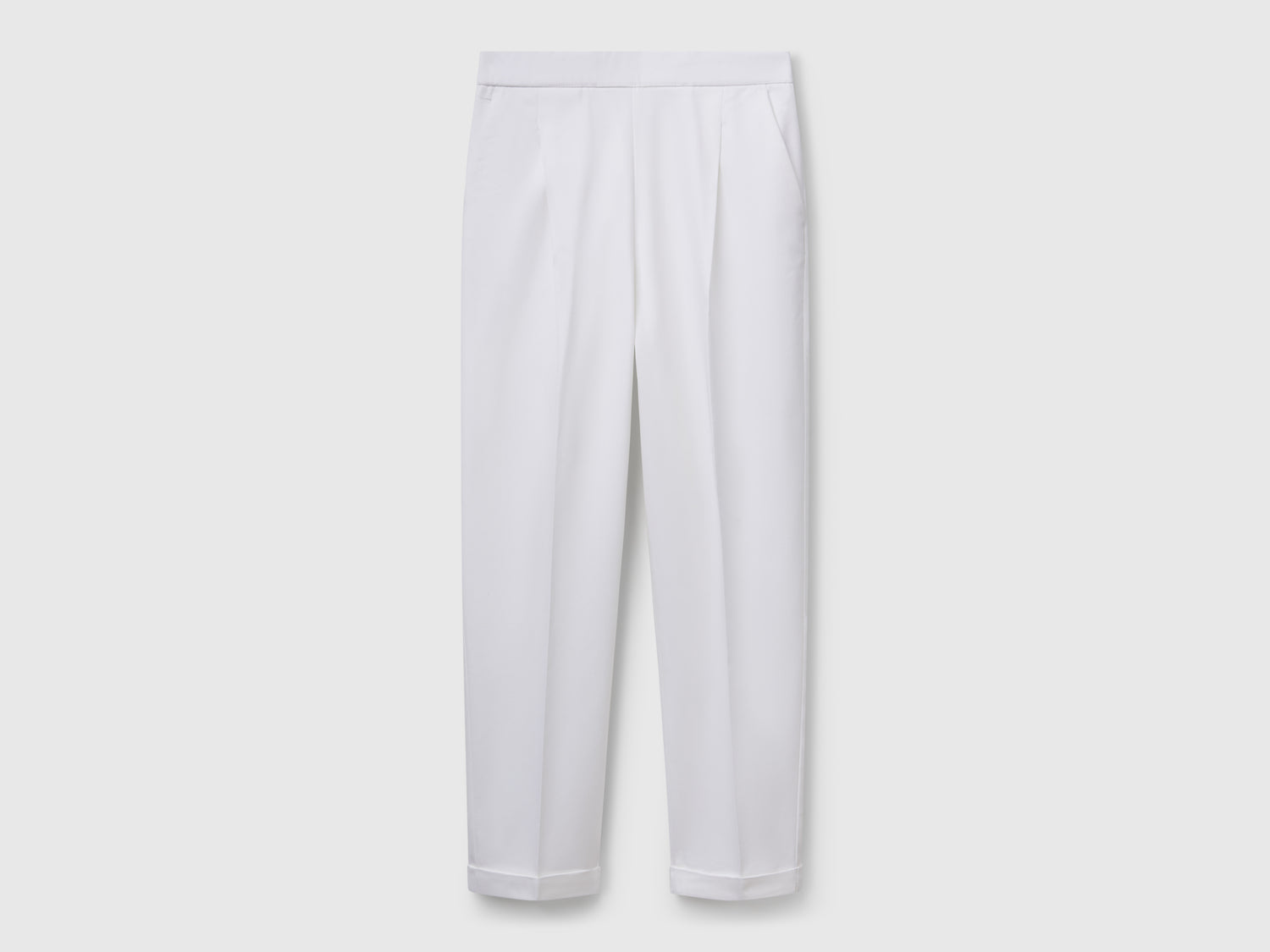 Pantaloni in cotone elasticizzato da donna bianco | Benetton Outlet
