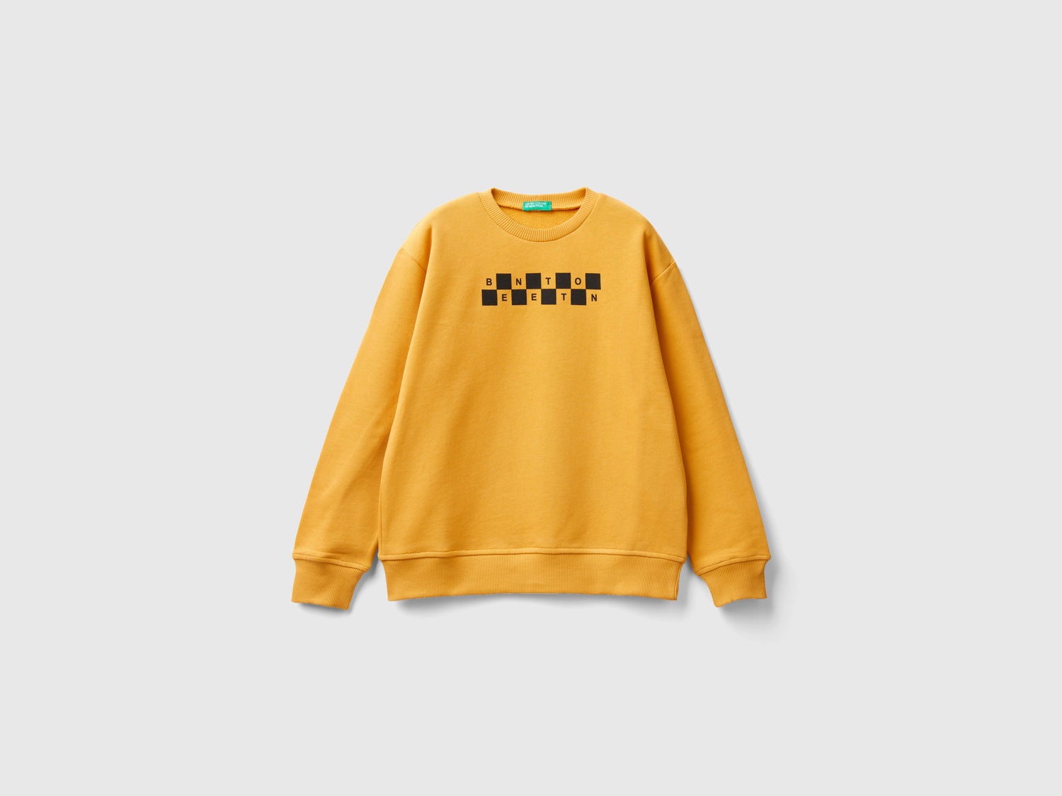 Felpa con stampa logo da bambino giallo | Benetton Outlet