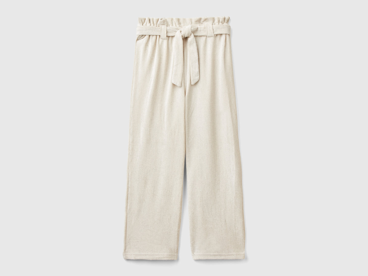 Wide fit trousers with lurex da bambina bianco panna | Benetton Outlet