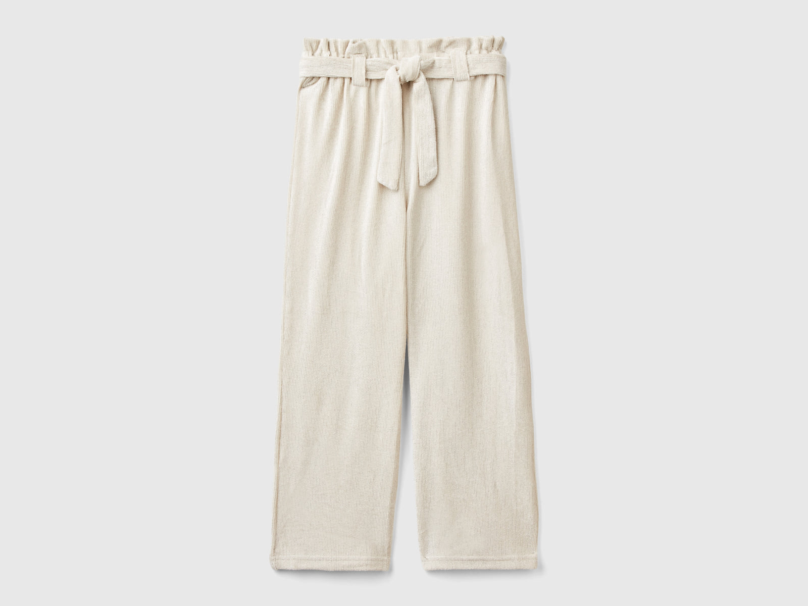 Pantaloni wide fit con lurex da bambina bianco panna | Benetton Outlet