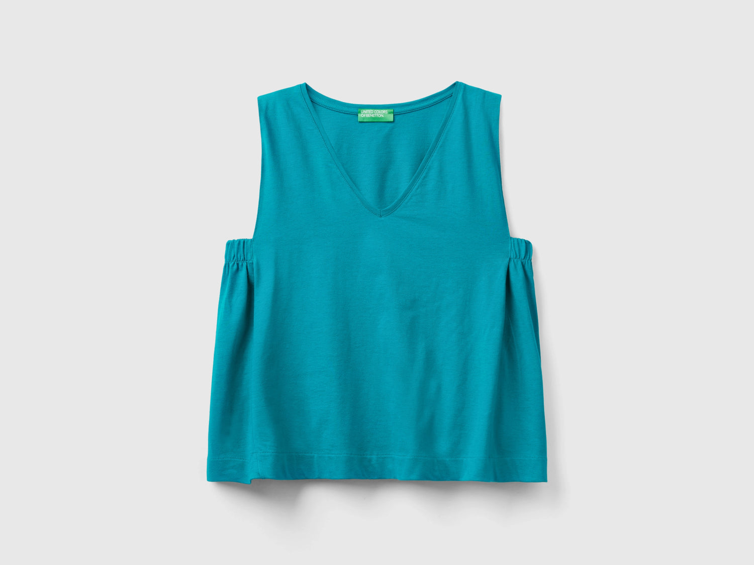Top con scollo a V da donna verde ottanio | Benetton Outlet