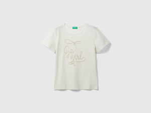 T-shirt con ricamo in corda