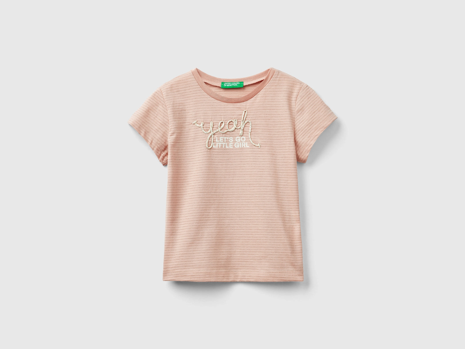 T-shirt con ricamo in corda da bimba rosa pastello | Benetton Outlet