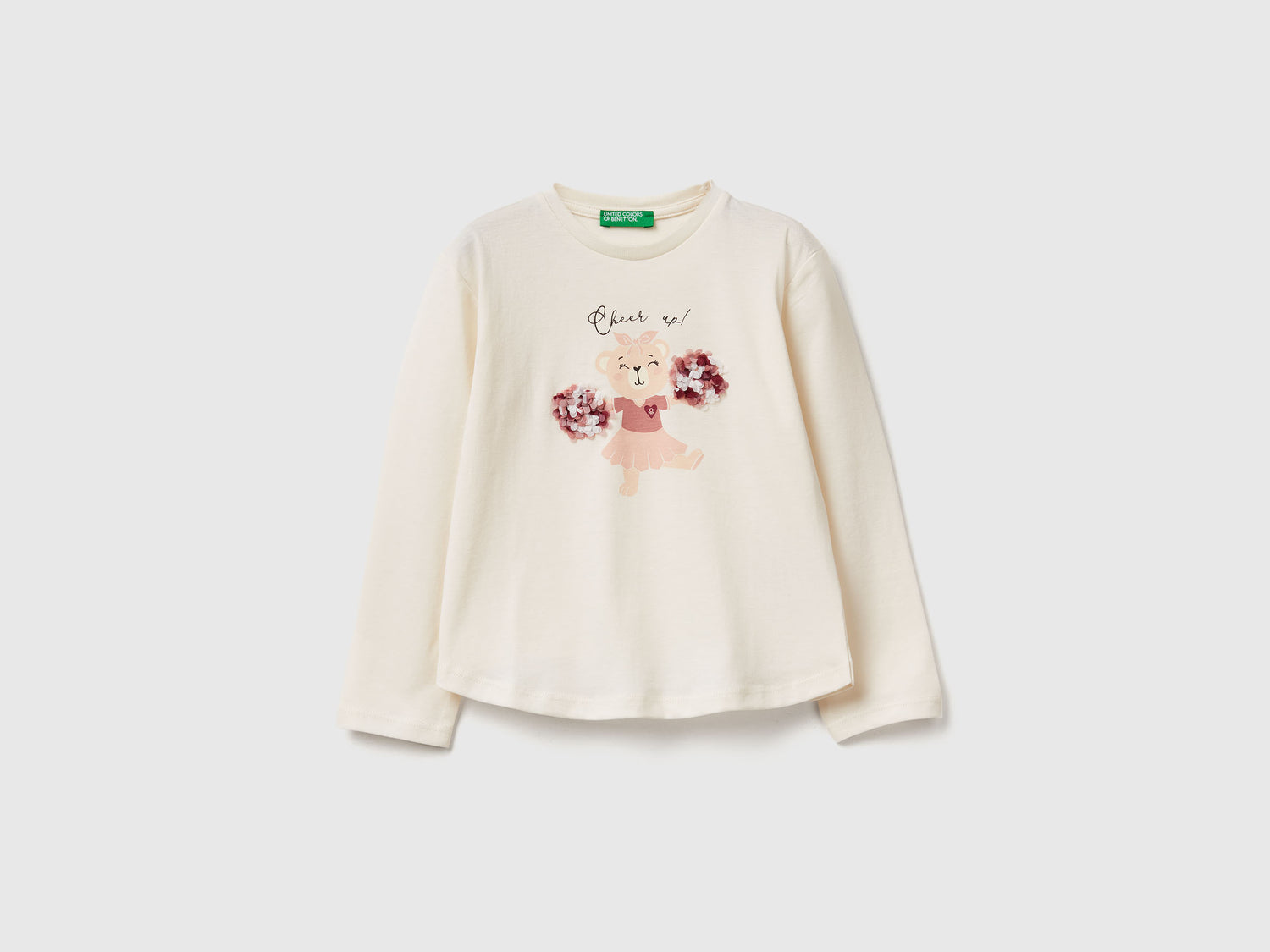 T-shirt con applicazione effetto petali da bimba bianco panna | Benetton Outlet