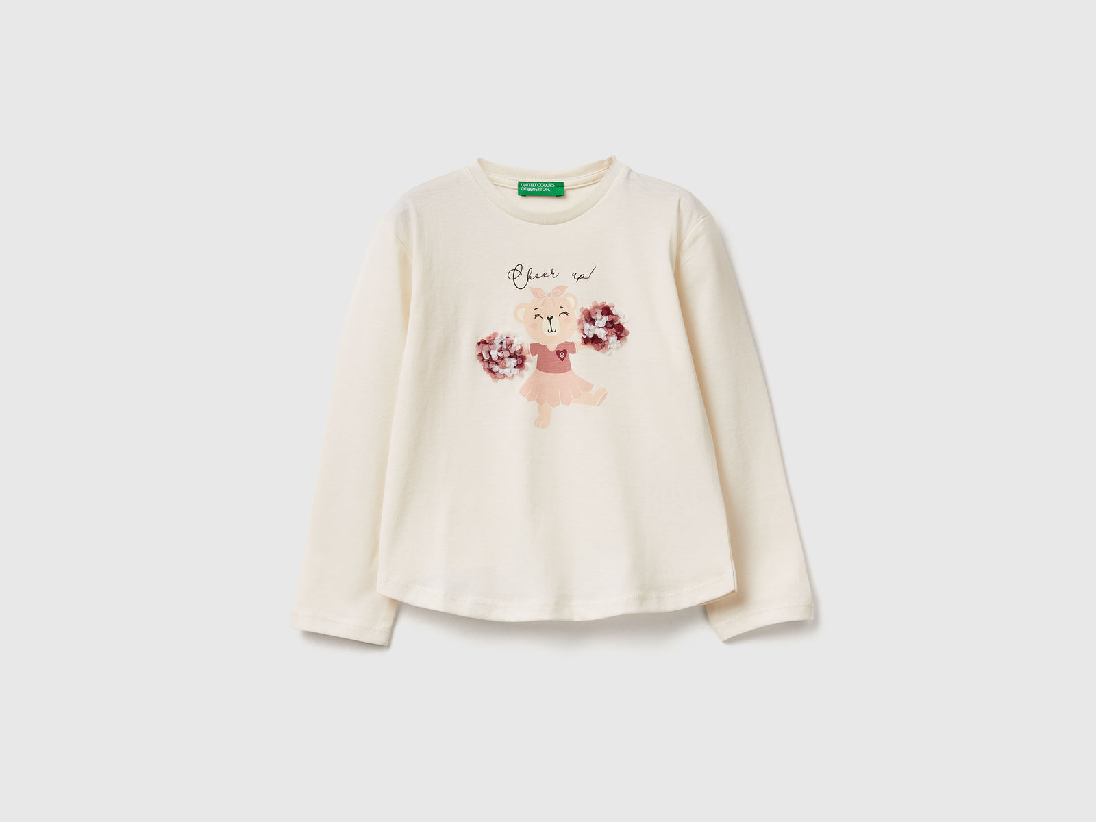 T-shirt con applicazione effetto petali da bimba bianco panna | Benetton Outlet