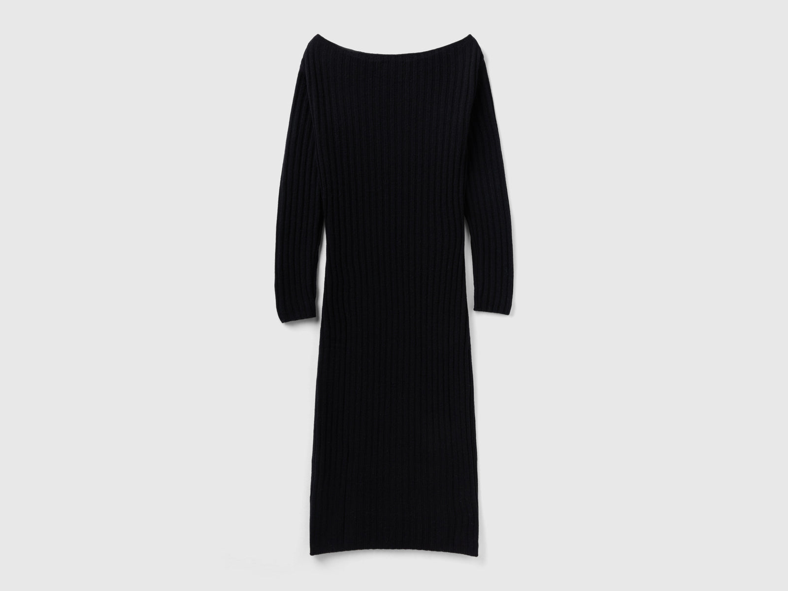 Abito in maglia con scollo a barchetta da donna nero 2 | Benetton Outlet