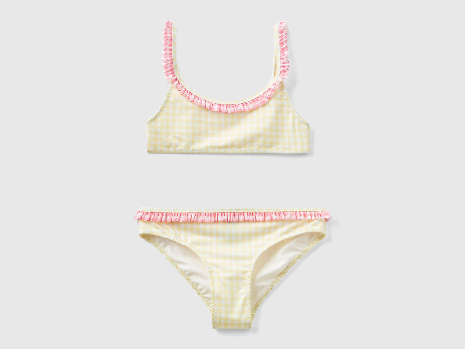 Gingham beach bikini da bambina azzurro | Benetton Outlet