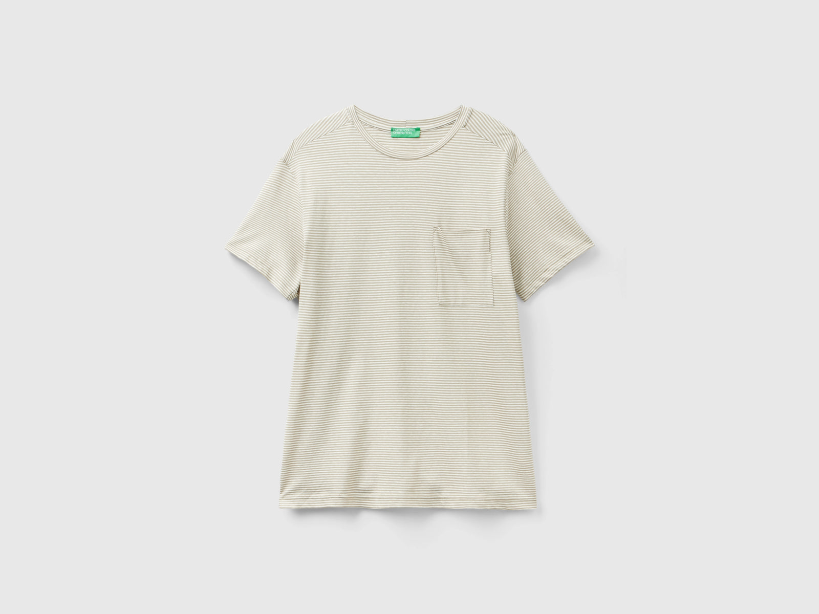 Striped linen blend T-shirt da uomo beige | Benetton Outlet