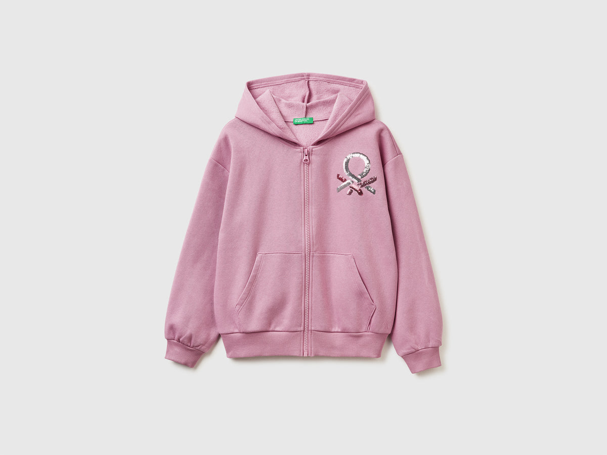 Felpa con zip e paillettes