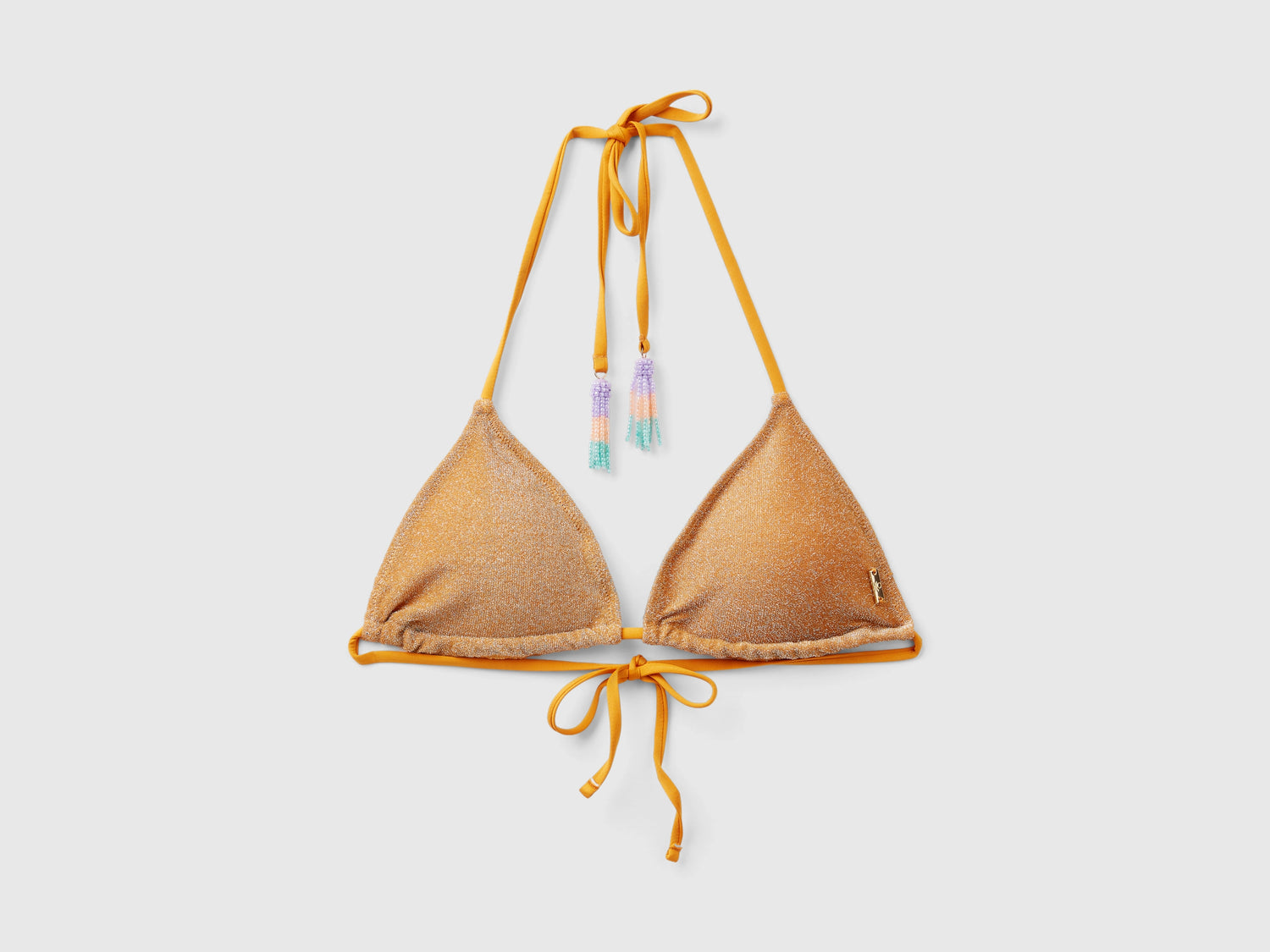 Triangolo mare con lurex da donna senape | Benetton Outlet