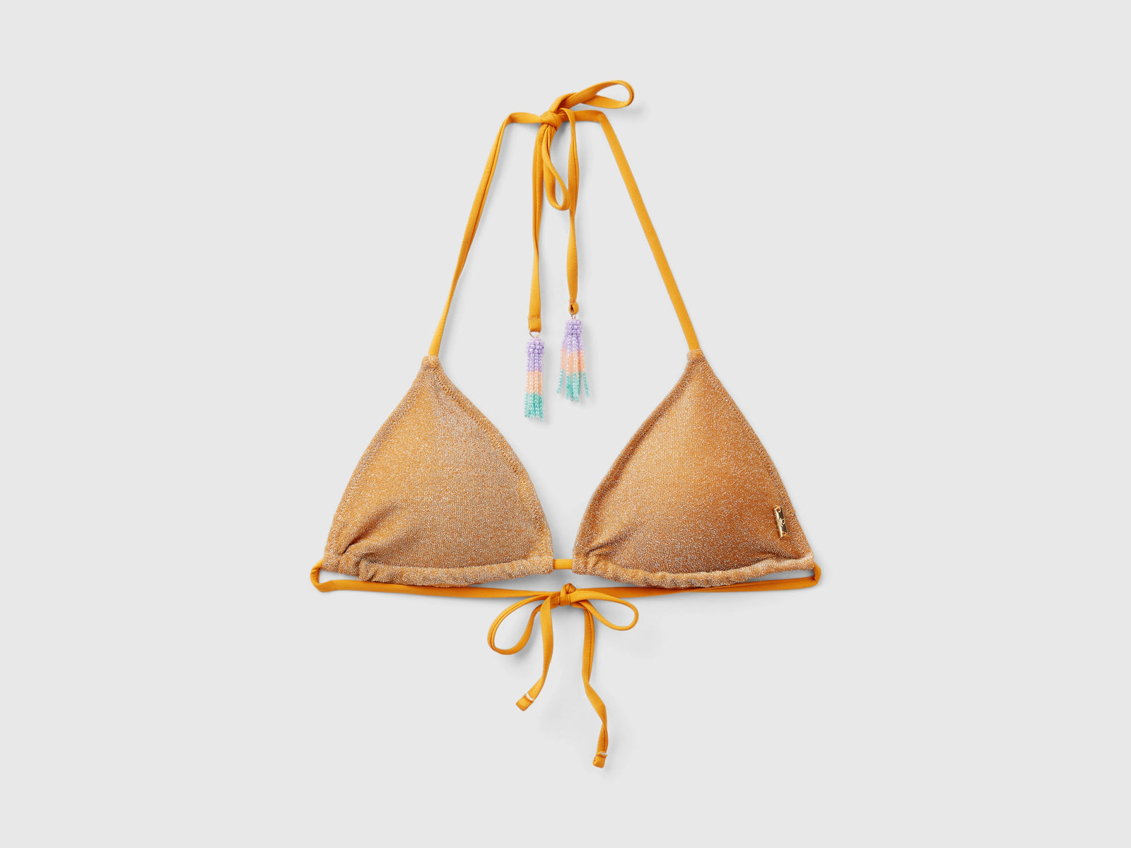 Triangolo mare con lurex da donna senape | Benetton Outlet