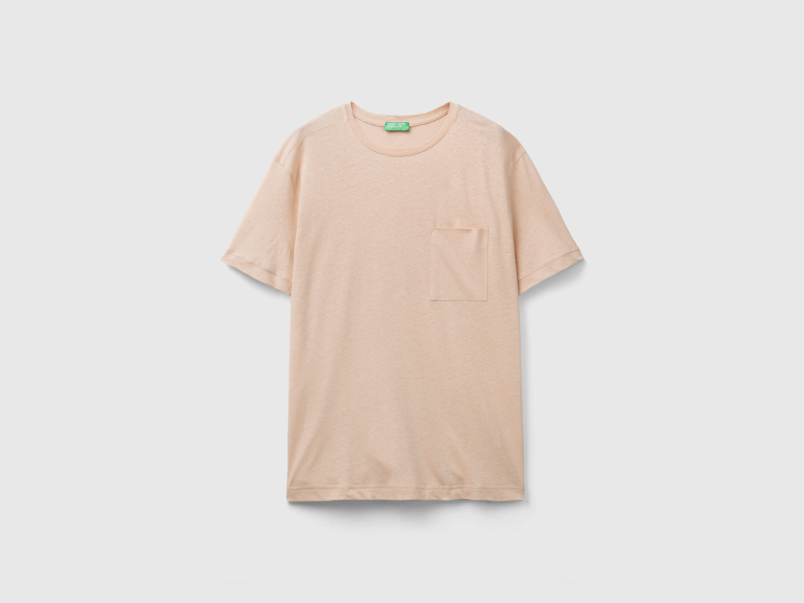 Linen blend T-shirt with pocket da uomo rosa tenue | Benetton Outlet