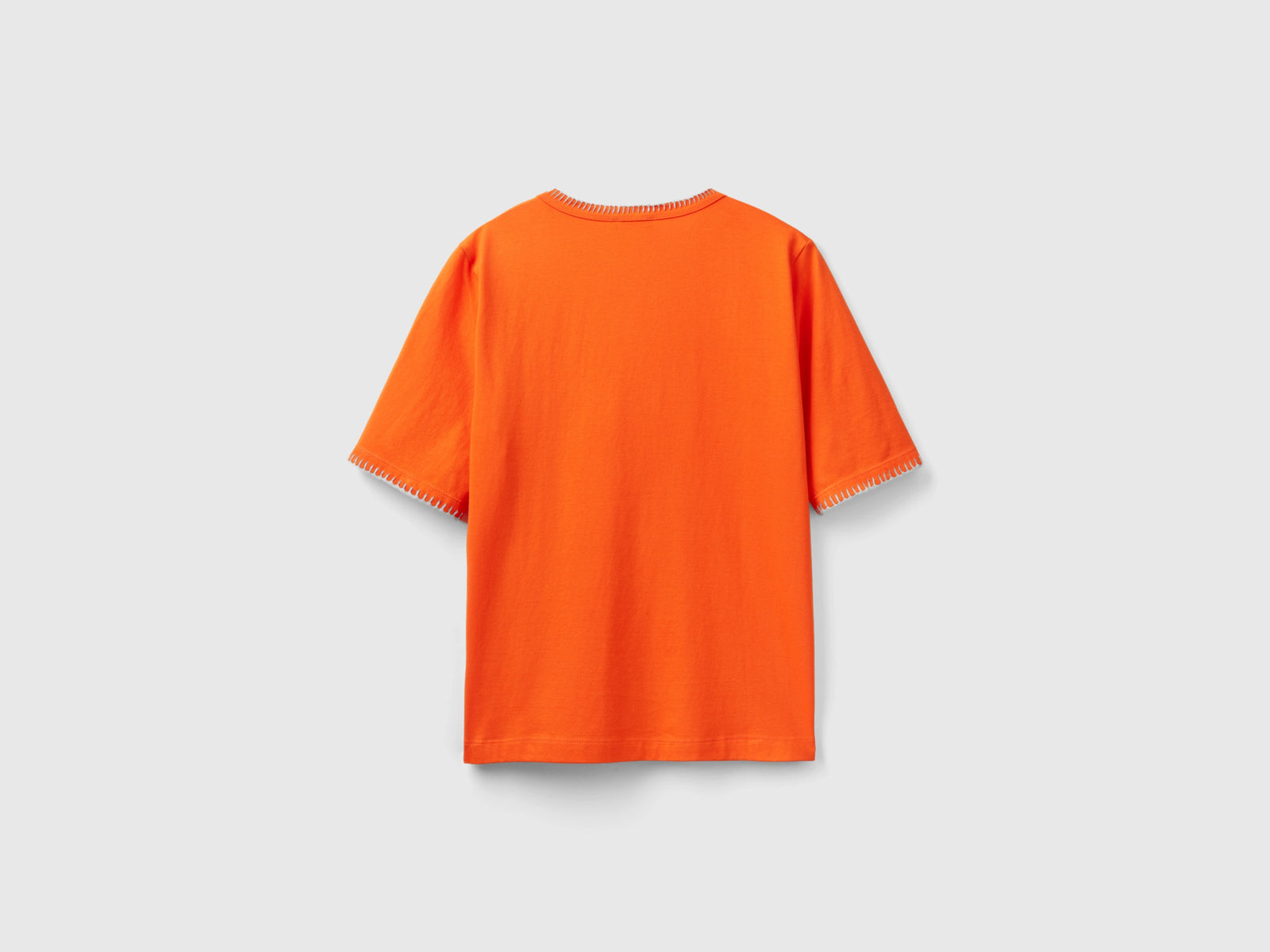 Maglietta girocollo in cotone da donna arancione 2 | Benetton Outlet