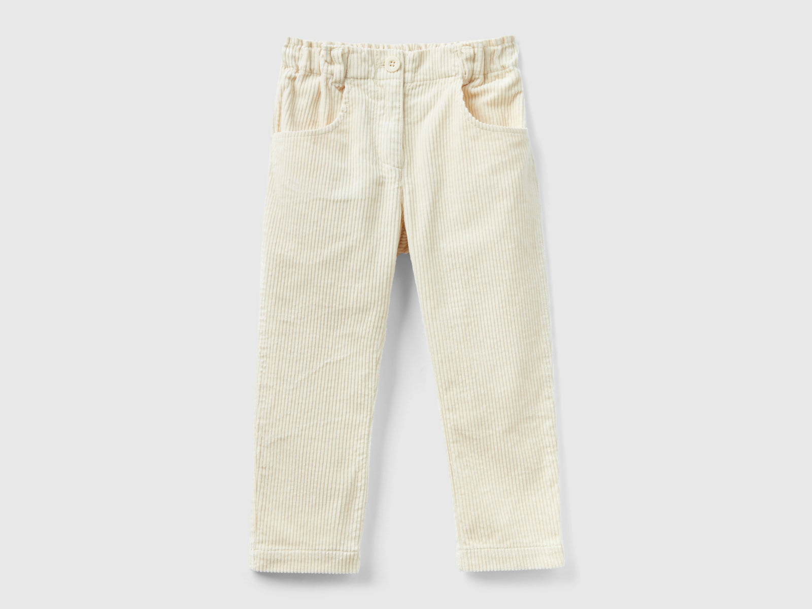 Pantaloni in velluto a coste con elastico da bimba beige | Benetton Outlet