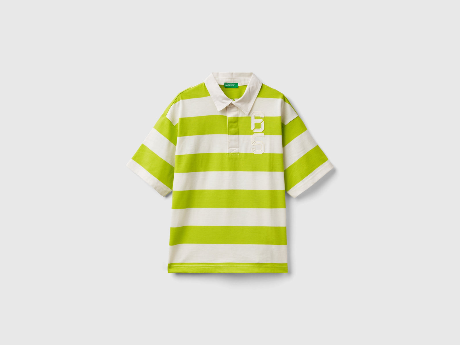 Polo rugby con applicazione da bambino verde chiaro | Benetton Outlet