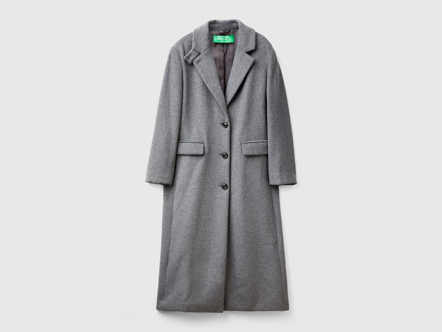 Cappotto lungo foderato da donna grigio | Benetton Outlet