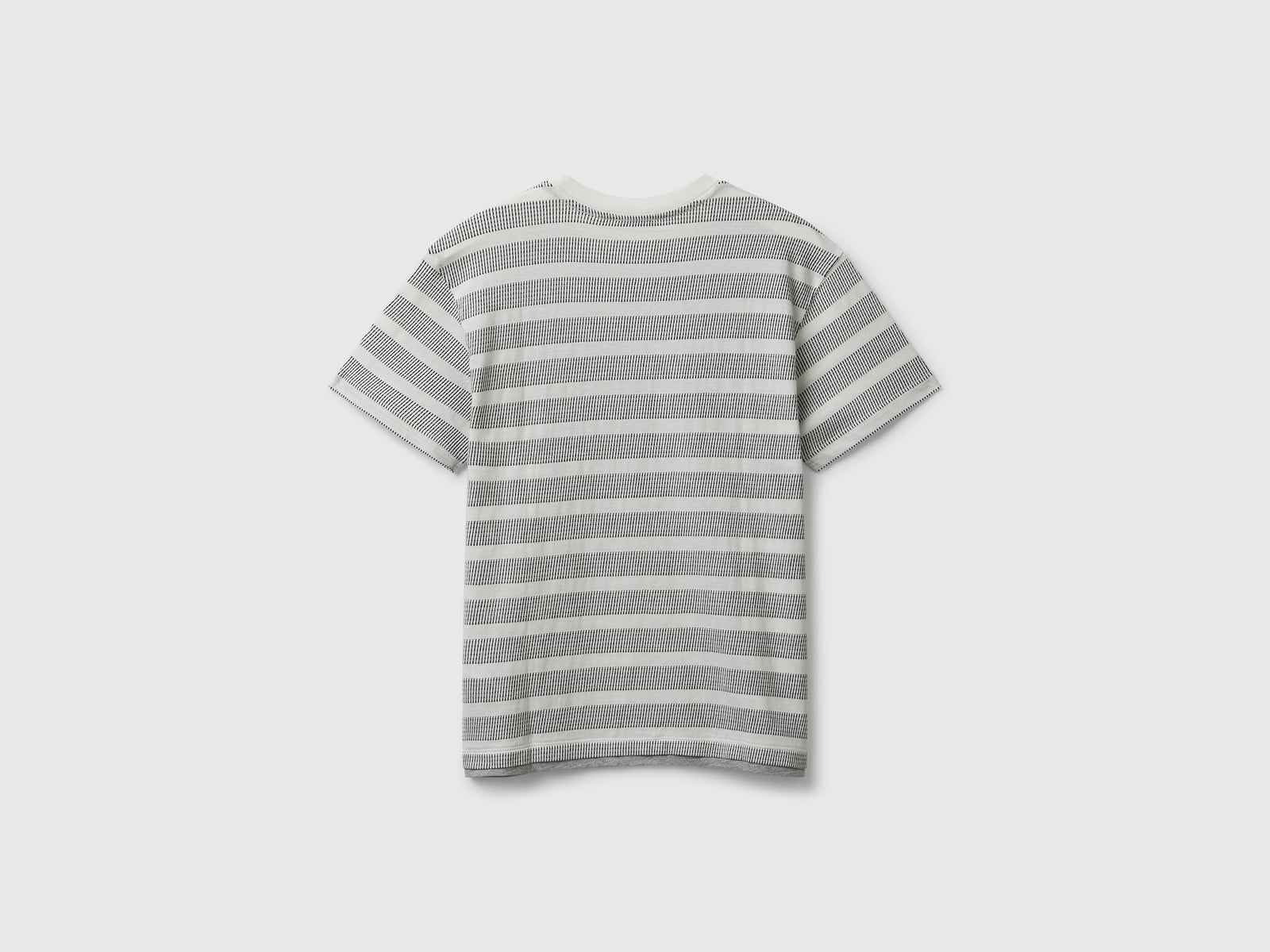 Maglietta a righe con ricamo da bambino grigio chiaro 2 | Benetton Outlet