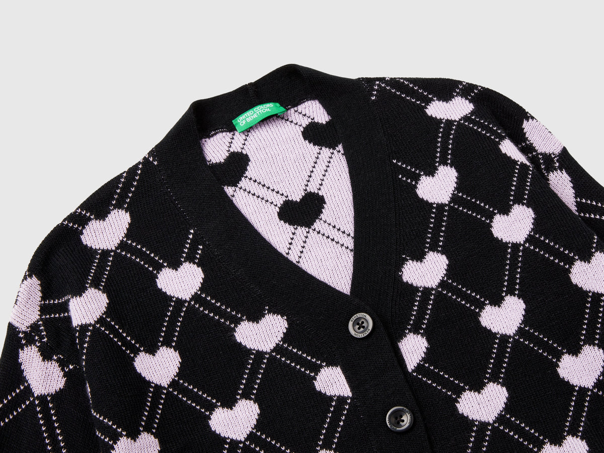 Cardigan con motivo cuori