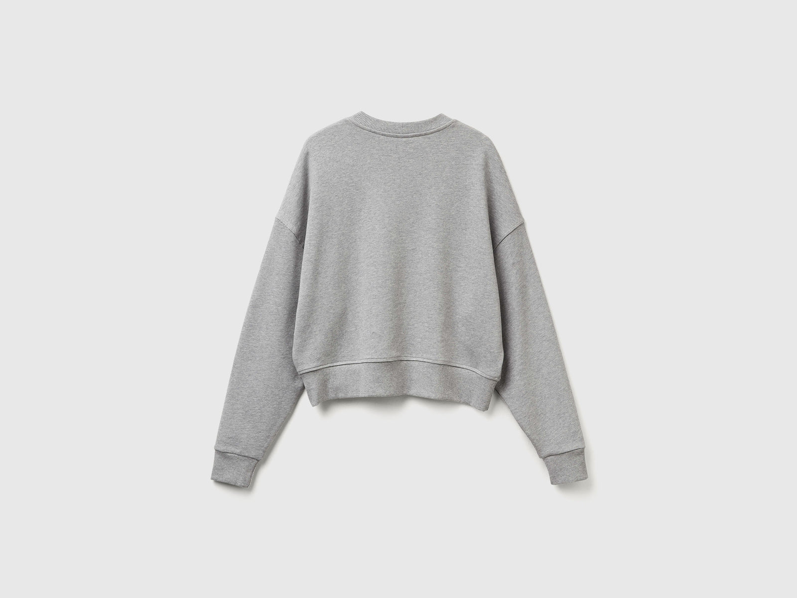 Felpa 100% cotone con stampa logo da donna grigio chiaro 2 | Benetton Outlet