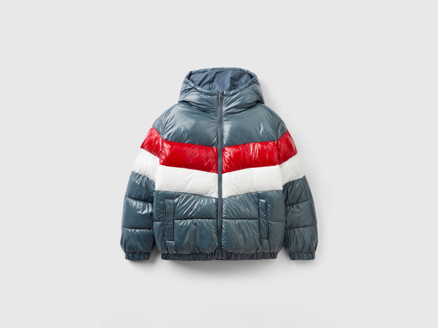 Piumino color block over fit da bambino grigio | Benetton Outlet