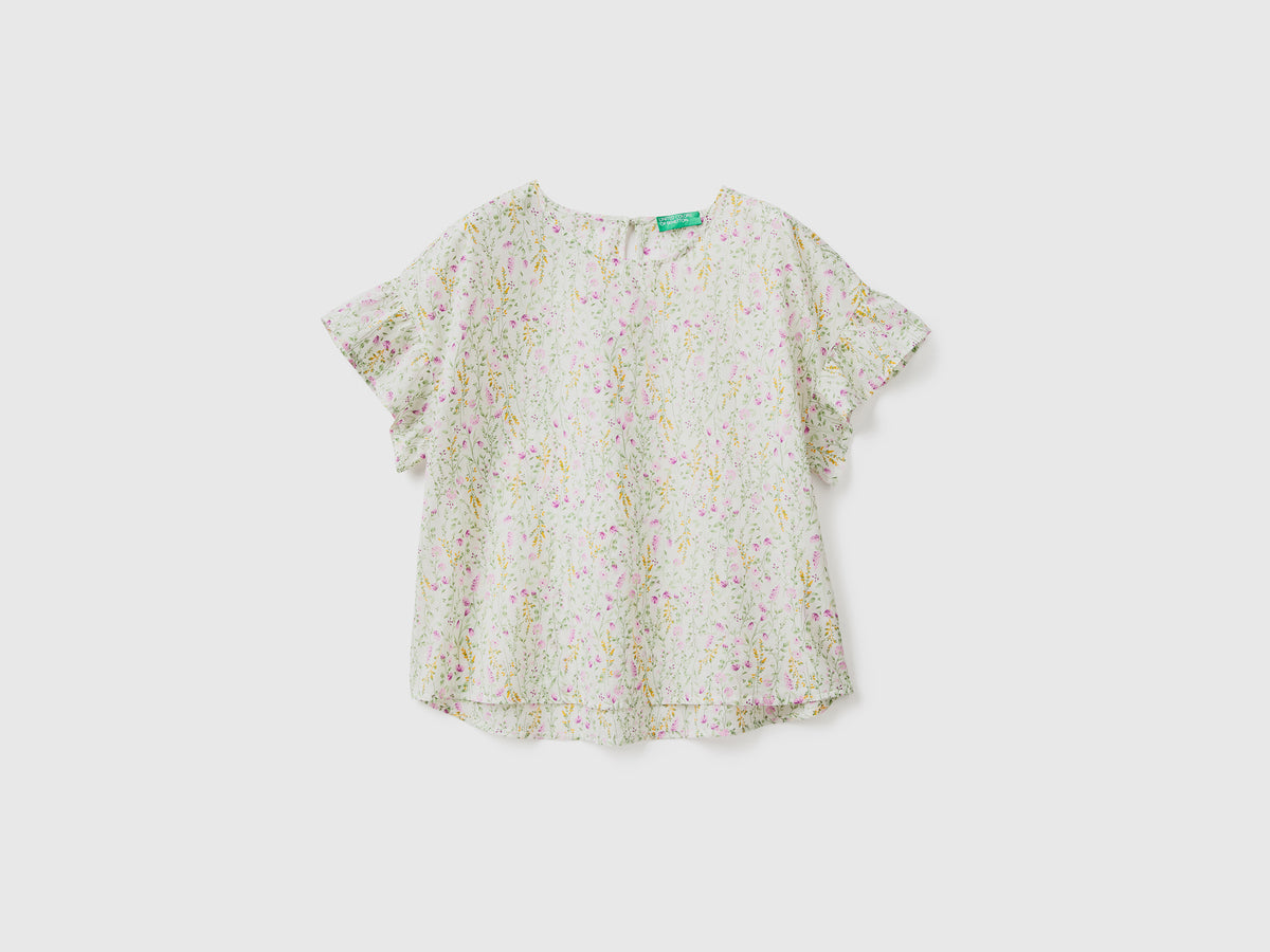 Pure cotton patterned blouse da donna bianco | Benetton Outlet