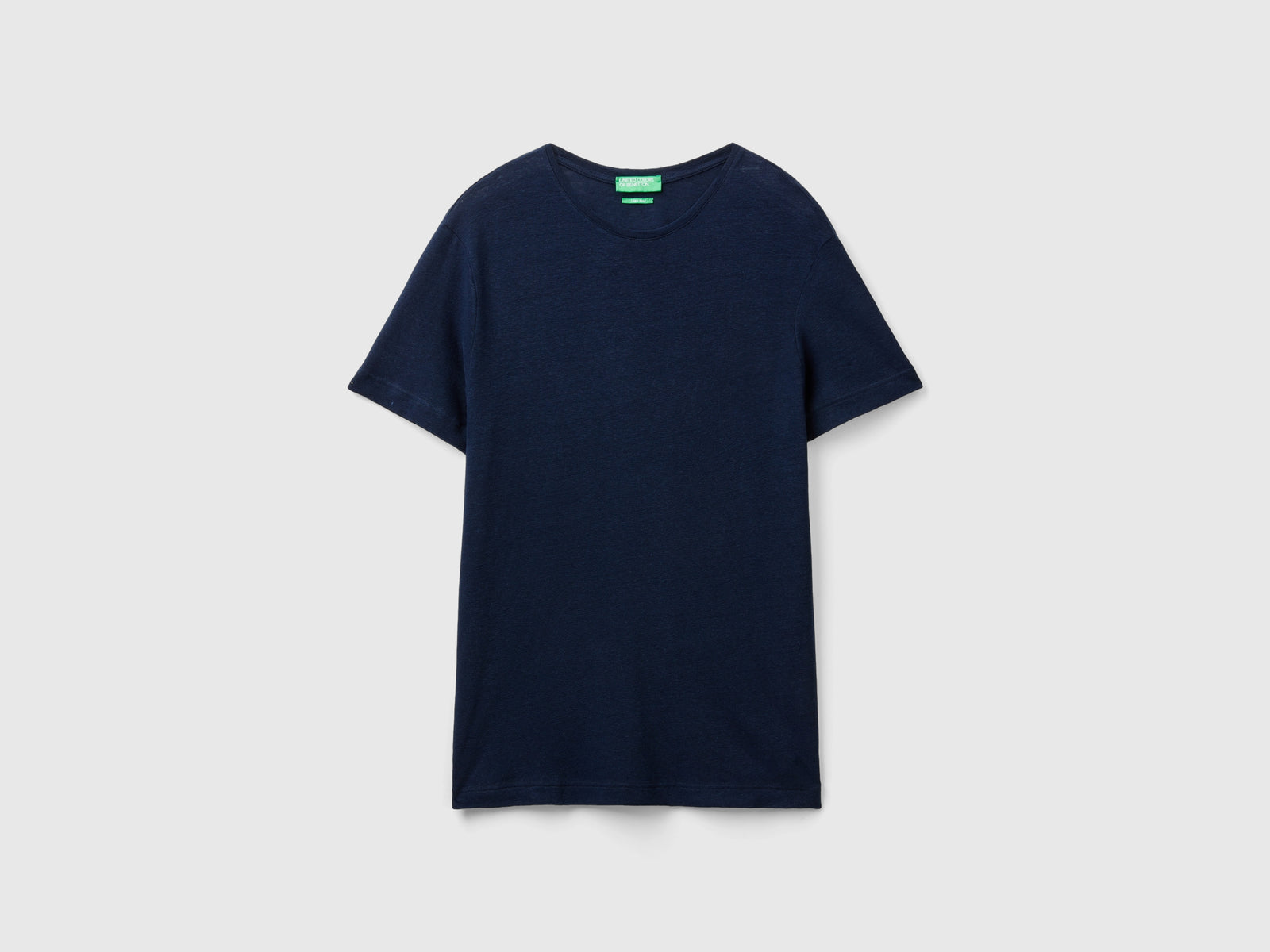 Maglietta in misto lino da uomo blu scuro | Benetton Outlet